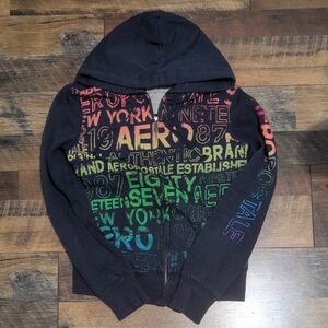 Aeropostale Multicolor Graphic Zip-Up Sweatshirt